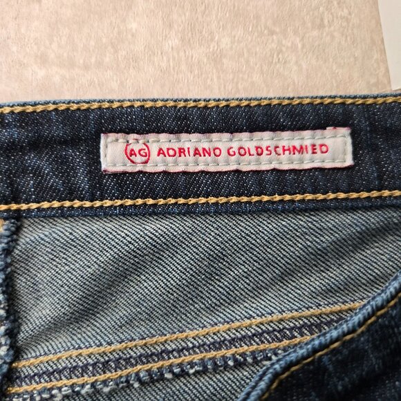 AG Skinny Straight Jeans Size 31 High Rise Dark Blue Wash Casual Stretch Denim - Picture 10 of 13